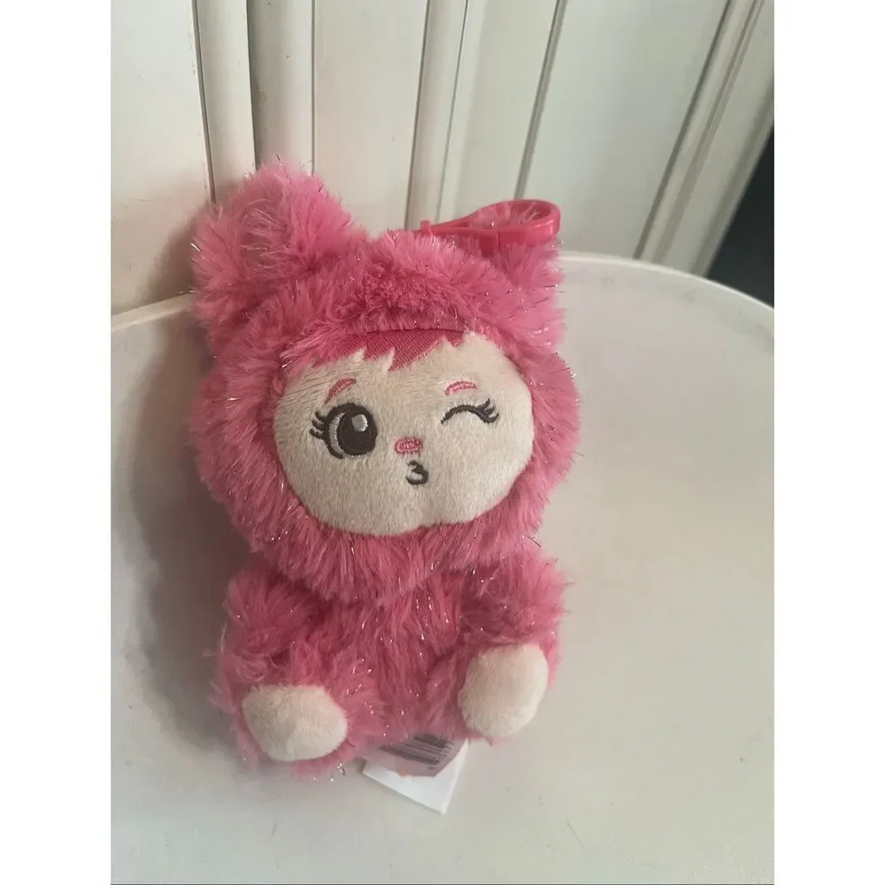NWOT La Babies Pink Mimi Sparkle Monster Plush Clip-On Keychain Stuffed Toy